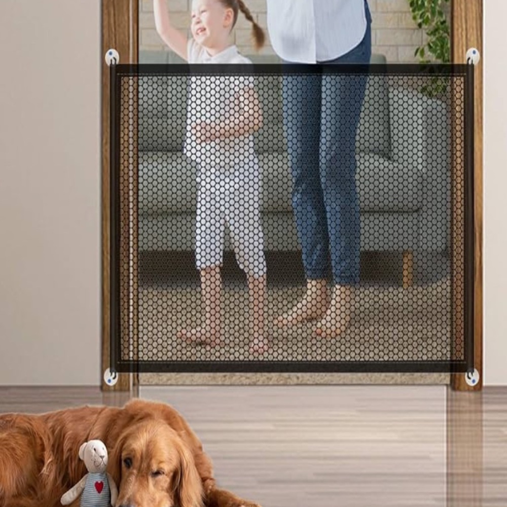 Portable Pet Baby Temporary Privacy Containment Mesh Gate NEW 43”x 30”
